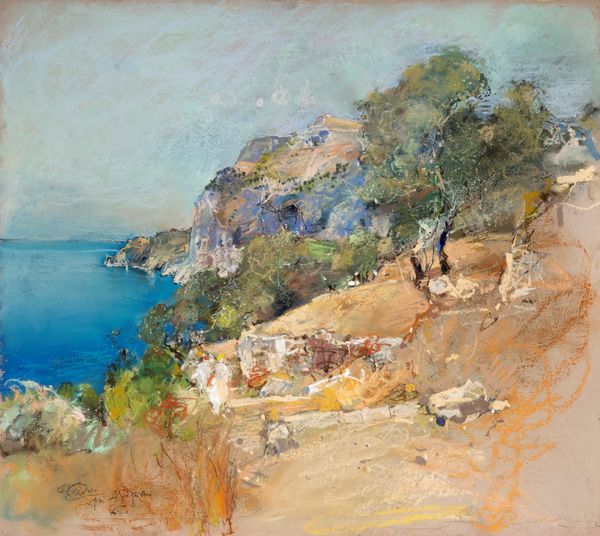 Giuseppe Casciaro : Capri, lungo la costa  - Asta Arte Figurativa tra XIX e XX Secolo - Associazione Nazionale - Case d'Asta italiane