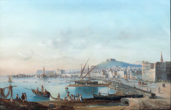 Gioacchino La Pira (attivo tra 1839 e 1875) : Napoli dal Carmine  - Asta Arte Figurativa tra XIX e XX Secolo - Associazione Nazionale - Case d'Asta italiane