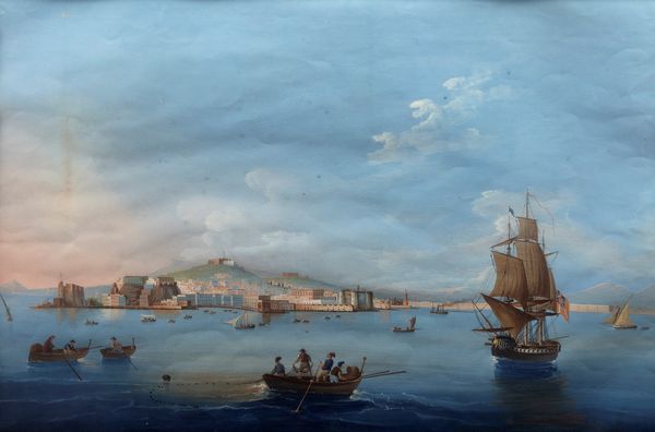 Attribuito a Giuseppe Scoppa (attivo a Napoli alla metà del XIX secolo) : Veduta di Napoli dal mare  - Asta Arte Figurativa tra XIX e XX Secolo - Associazione Nazionale - Case d'Asta italiane