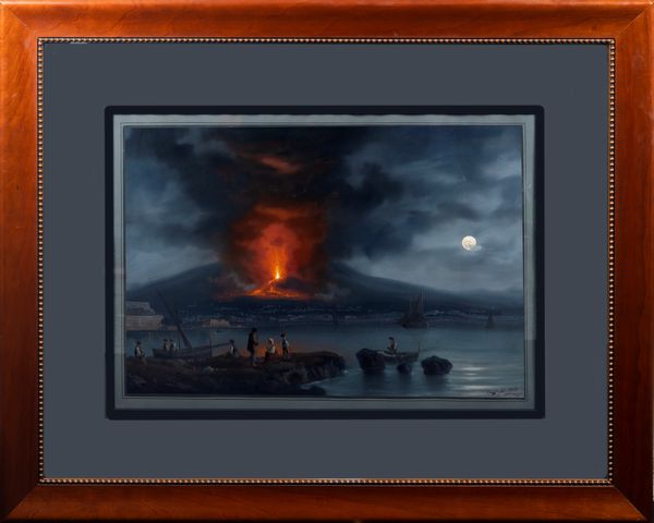 Gioacchino La Pira (attivo tra 1839 e 1875) : Notturno con eruzione del Vesuvio del 1868  - Asta Arte Figurativa tra XIX e XX Secolo - Associazione Nazionale - Case d'Asta italiane