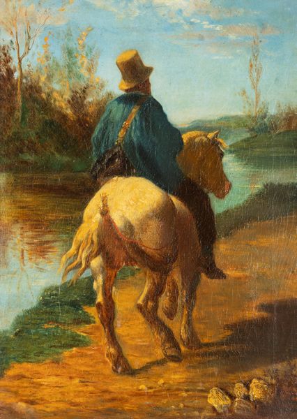 Scuola italiana seconda metà del XIX secolo : A cavallo lungo il fiume  - Asta Arte Figurativa tra XIX e XX Secolo - Associazione Nazionale - Case d'Asta italiane