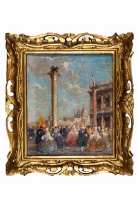 EUGENIO BONIVENTO : Venezia, le Colonne di San Marco  - Asta Arte Figurativa tra XIX e XX Secolo - Associazione Nazionale - Case d'Asta italiane