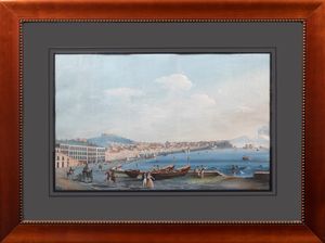 Attribuito a Giuseppe Scoppa (attivo a Napoli alla metà del XIX secolo) : Napoli dalla Riviera di Chiaia  - Asta Arte Figurativa tra XIX e XX Secolo - Associazione Nazionale - Case d'Asta italiane