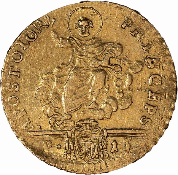 Stati Pontifici, PIO VI, 1775-1799 : Mezza Doppia Romana  - Asta Numismatica - Associazione Nazionale - Case d'Asta italiane