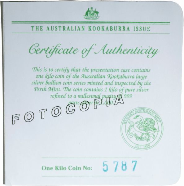 Australia, ELIZABETH II, 1952-2022 : 30 Dollari The Australian Kookaburra  - Asta Numismatica - Associazione Nazionale - Case d'Asta italiane