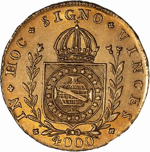 Brasile, PEDRO I, 1823-1831 : 4000 Reis  - Asta Numismatica - Associazione Nazionale - Case d'Asta italiane