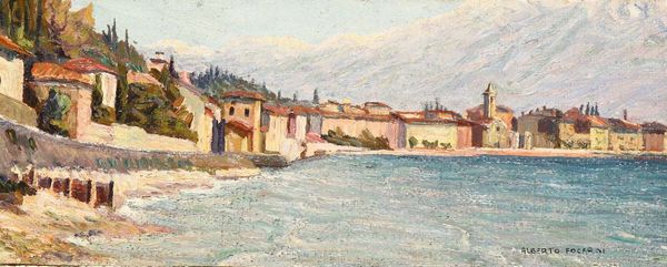 Alberto Focardi : Casa dei Maderno sul Garda, 1937  - Asta Dipinti del XIX-XX secolo - Associazione Nazionale - Case d'Asta italiane