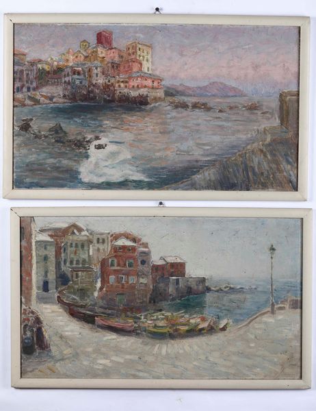 Due dipinti ad olio su tela raffiguranti Boccadasse  - Asta Dipinti del XIX-XX secolo - Associazione Nazionale - Case d'Asta italiane