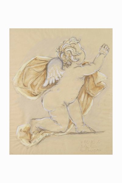 Studio di putto. XX secolo  - Asta Dipinti del XIX-XX secolo - Associazione Nazionale - Case d'Asta italiane