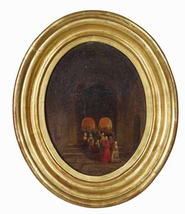 Pittore del XIX secolo Scena d'interno  - Asta Dipinti del XIX-XX secolo - Associazione Nazionale - Case d'Asta italiane