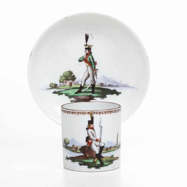 Una tazza e un piattino<BR>Nove. Manifattura Antonibon-Parolin, 1798 circa  - Asta Ceramiche - Associazione Nazionale - Case d'Asta italiane