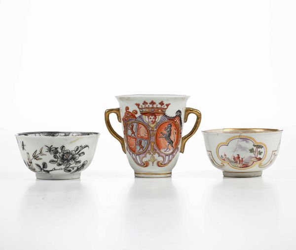 Tre tazze <BR>Vienna e Doccia, verso 1750  - Asta Ceramiche - Associazione Nazionale - Case d'Asta italiane