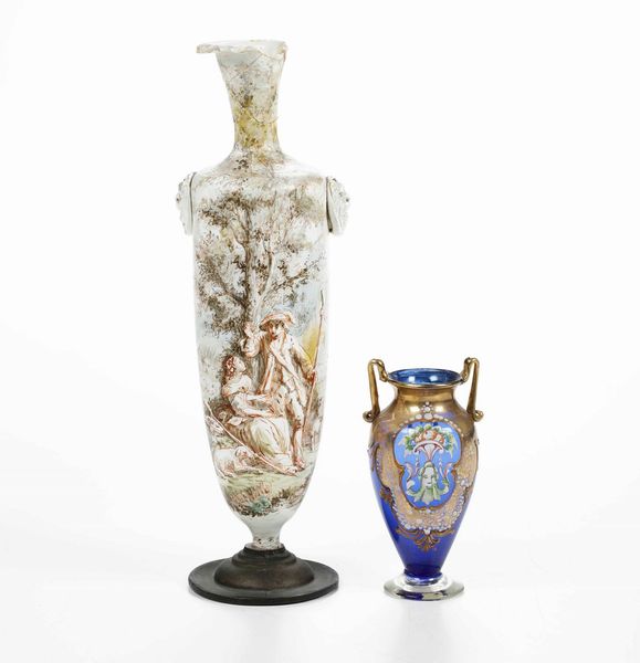 Due vasetti in vetro, XX secolo  - Asta Ceramiche - Associazione Nazionale - Case d'Asta italiane
