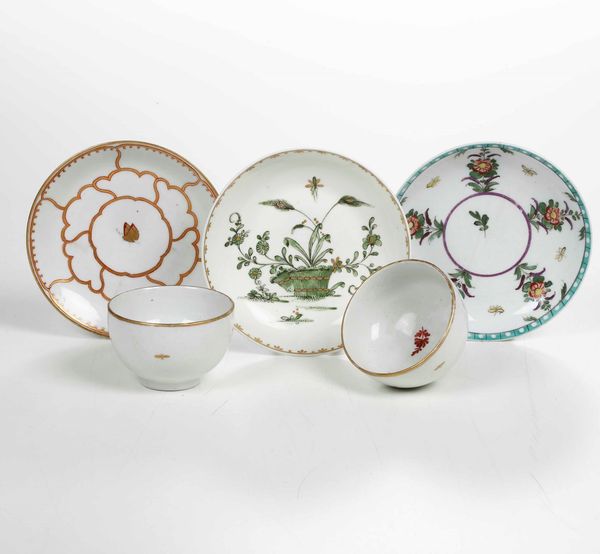 Quattro piattini e due tazze<BR>Nove, XVIII secolo<BR>  - Asta Ceramiche - Associazione Nazionale - Case d'Asta italiane