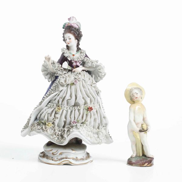 Piccola figurina allegoria dell'estate <BR>Germania, Manifattura Frankenthal, 1780 circa  - Asta Ceramiche - Associazione Nazionale - Case d'Asta italiane