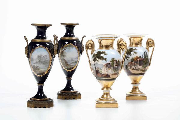 Due coppie di vasi<BR>Francia e Italia, XIX secolo  - Asta Ceramiche - Associazione Nazionale - Case d'Asta italiane