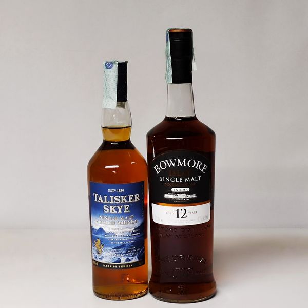 Bowmore Enigma 12 years, Talisker Skye, Scotch Whisky Single Malt Islay  - Asta Sunset Spirits - Associazione Nazionale - Case d'Asta italiane