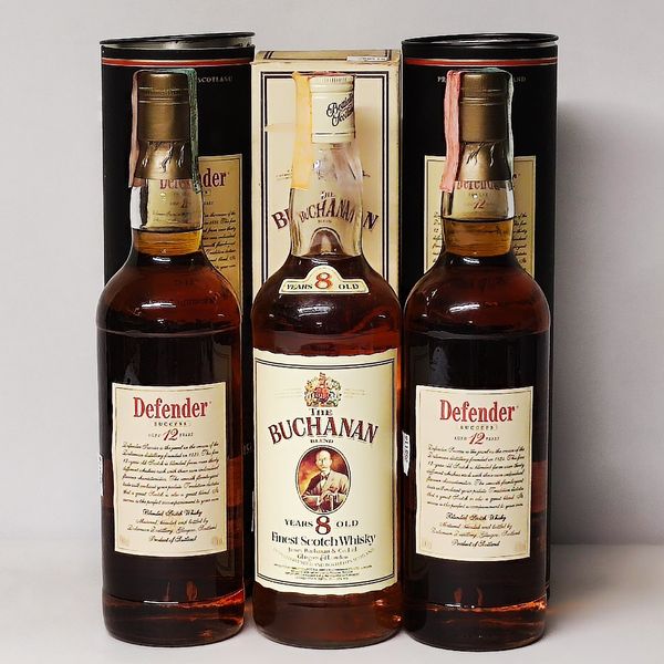 Buchanan 8 Years, Defender 12 Yeras, Scotch Whisky  - Asta Sunset Spirits - Associazione Nazionale - Case d'Asta italiane