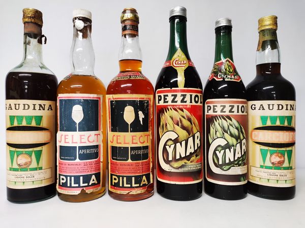 Gaudina, Select Pilla, Cynar, Liquori Italiani  - Asta Sunset Spirits - Associazione Nazionale - Case d'Asta italiane