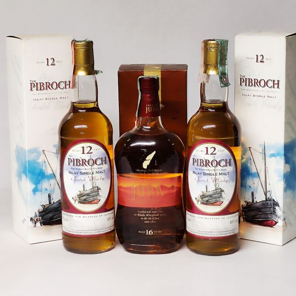 Pibroch 12 Years Old, Jura 16 Years Old, Scoth Whisky  - Asta Sunset Spirits - Associazione Nazionale - Case d'Asta italiane