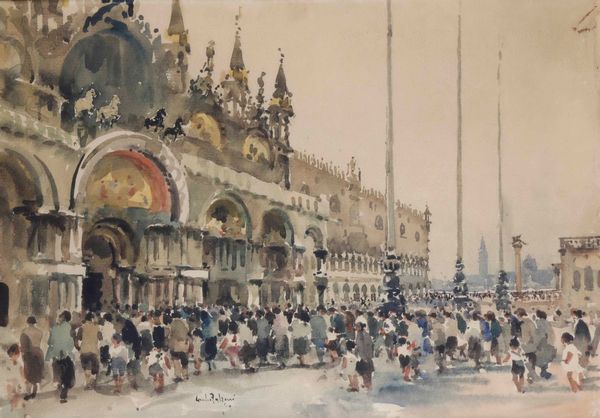 Giulio Falzoni : Veduta di Piazza San Marco  - Asta Opere del XIX e XX secolo - Associazione Nazionale - Case d'Asta italiane