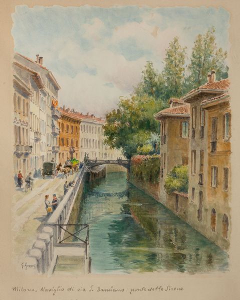 Giannino Grossi : Naviglio di via San Damiano, Ponte delle Sirene  - Asta Opere del XIX e XX secolo - Associazione Nazionale - Case d'Asta italiane