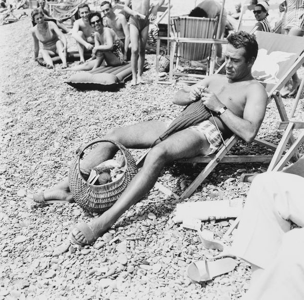 Tazio Secchiaroli, Attribuito a : Ugo Tognazzi, San Marco Beach, Bordighera  - Asta Fotografia - Associazione Nazionale - Case d'Asta italiane