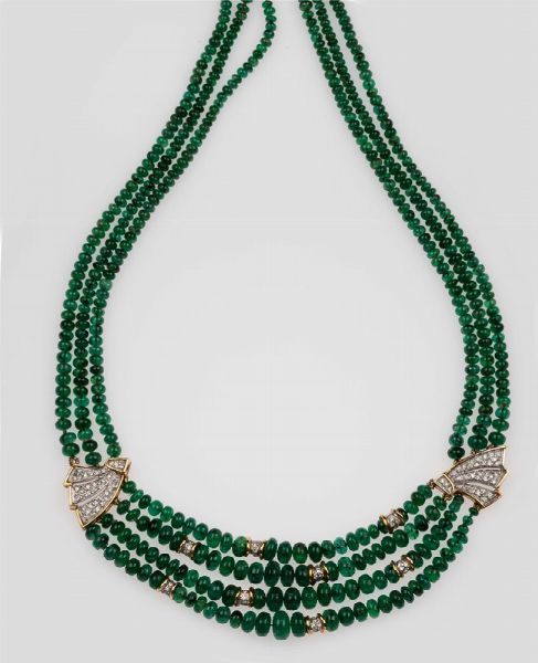 Collana con smeraldi ed inserti con diamanti  - Asta Fine Jewels - Associazione Nazionale - Case d'Asta italiane