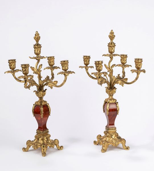 Due candelabri in bronzo. Francia, secolo XIX  - Asta Arredi  - Associazione Nazionale - Case d'Asta italiane