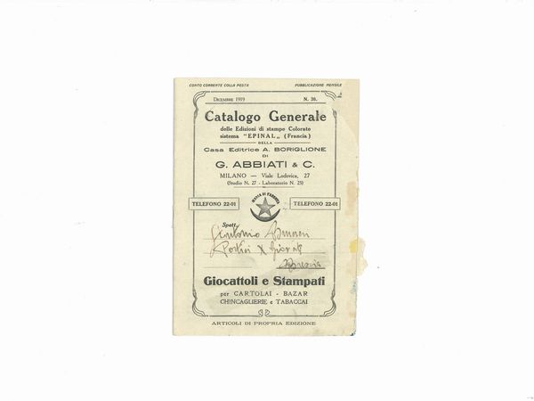 Catalogo Generale Giocattoli e Stampati EPINAL (Francia)  - Asta Giocattoli d'Epoca - Associazione Nazionale - Case d'Asta italiane