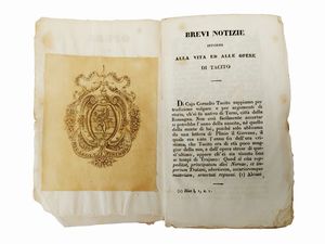 PUBLIUS CORNELIUS TACITUS : Opere di C. Cornelio Tacito tradotte da B. Davanzati  - Asta Deballage. Occasioni all'asta - Associazione Nazionale - Case d'Asta italiane