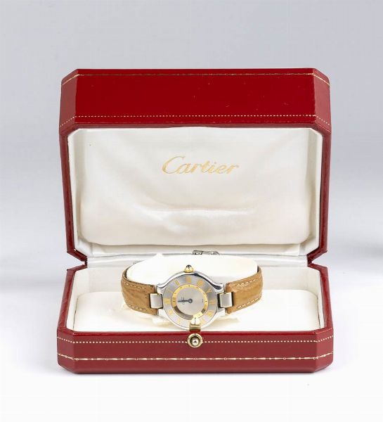 CARTIER 21 Must de Cartier: orologio polso lady  in acciaio ref. 1340 - anni '90  - Asta Gioielli, orologi, argenti e penne - Associazione Nazionale - Case d'Asta italiane