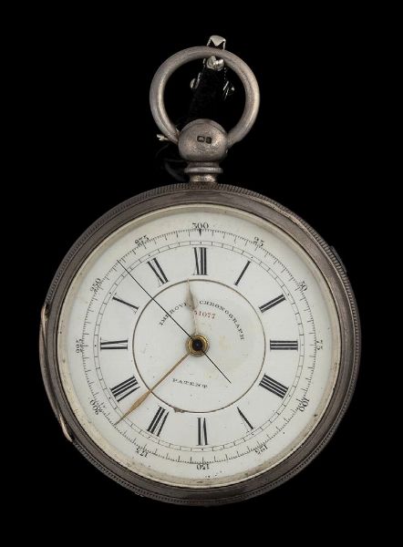 Orologio da tasca inglese in argento, cronografo 1/5 centre seconds – Chester 1878  - Asta Gioielli, orologi, argenti e penne - Associazione Nazionale - Case d'Asta italiane