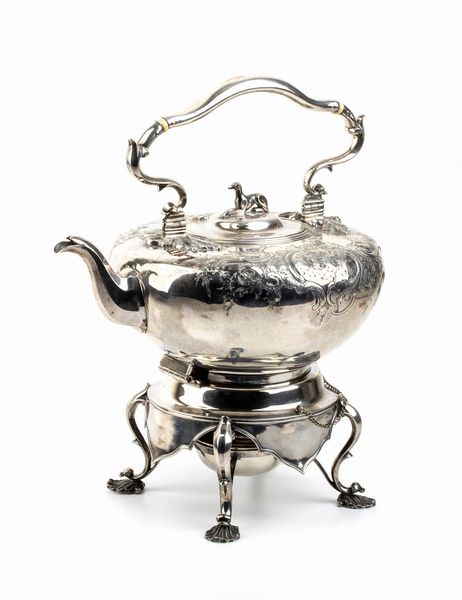 Tea Kettle Stato Pontificio in argento - Roma, XIX secolo dopo il 1815, rivenditore BALL TOMPKINS AND BLACK New York (attivo nel 1839-51)  - Asta Gioielli, orologi, argenti e penne - Associazione Nazionale - Case d'Asta italiane