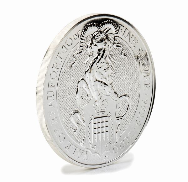 Lotto di due monete: 10 Pounds - Elizabeth II Silver Valiant; 10 oz Fine Silver.  2020 - 2021  - Asta Gioielli, orologi, argenti e penne - Associazione Nazionale - Case d'Asta italiane