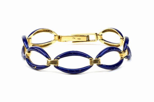 Bracciale a maglie ovali in oro e smalti  - Asta Gioielli, orologi, argenti e penne - Associazione Nazionale - Case d'Asta italiane