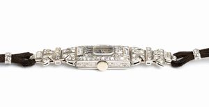 Orologio da polso lady in platino e diamanti , anni '30  - Asta Gioielli, orologi, argenti e penne - Associazione Nazionale - Case d'Asta italiane