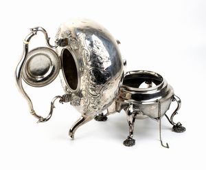 Tea Kettle Stato Pontificio in argento - Roma, XIX secolo dopo il 1815, rivenditore BALL TOMPKINS AND BLACK New York (attivo nel 1839-51)  - Asta Gioielli, orologi, argenti e penne - Associazione Nazionale - Case d'Asta italiane