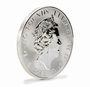 Lotto di due monete: 10 Pounds - Elizabeth II Silver Valiant; 10 oz Fine Silver.  2020 - 2021  - Asta Gioielli, orologi, argenti e penne - Associazione Nazionale - Case d'Asta italiane