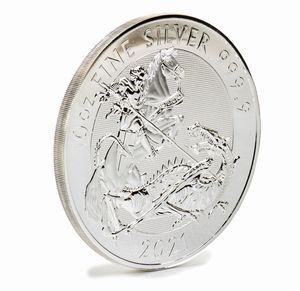 Lotto di due monete: 10 Pounds - Elizabeth II Silver Valiant; 10 oz Fine Silver.  2020 - 2021  - Asta Gioielli, orologi, argenti e penne - Associazione Nazionale - Case d'Asta italiane