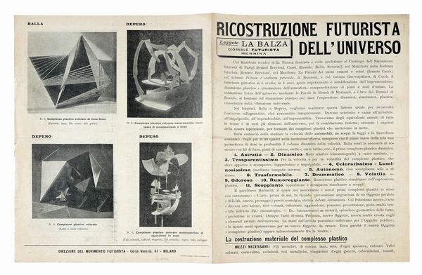 Giacomo Balla : Ricostruzione futurista dell'Universo.  - Asta Autografi e manoscritti, Futurismo, libri del Novecento e libri d'artista [Parte I] - Associazione Nazionale - Case d'Asta italiane