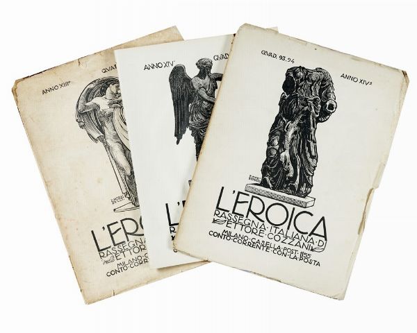 ETTORE COZZANI : Lotto di 6 fascicoli da L'Eroica. Rassegna italiana di Ettore Cozzani. Anni XIII (-XIV).  - Asta Autografi e manoscritti, Futurismo, libri del Novecento e libri d'artista [Parte I] - Associazione Nazionale - Case d'Asta italiane