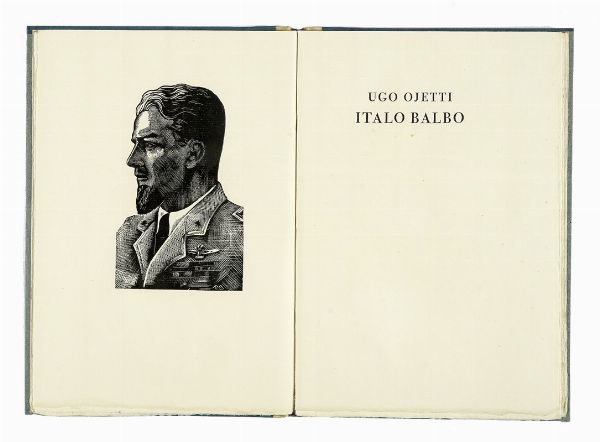 UGO OJETTI : Italo Balbo [?] intaglio in legno di Mim Quilici Buzzacchi.  - Asta Autografi e manoscritti, Futurismo, libri del Novecento e libri d'artista [Parte I] - Associazione Nazionale - Case d'Asta italiane