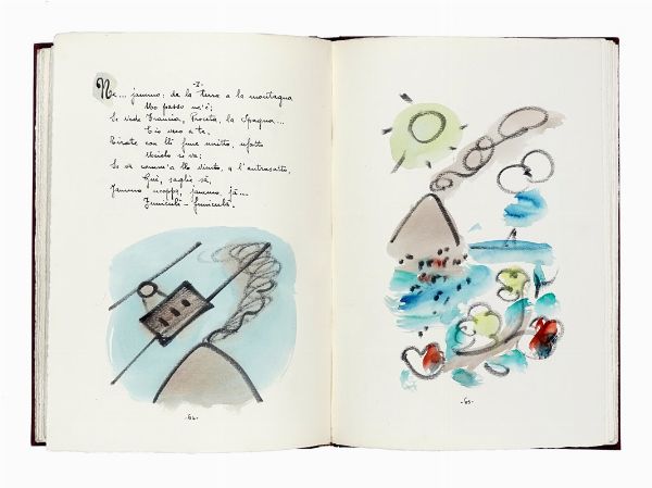 Franco Rognoni : Le pi belle canzoni di mezzo secolo 1900-1950. Illustrate da Franco Rognoni. Trascritte dal cav. Giovanni Botta.  - Asta Autografi e manoscritti, Futurismo, libri del Novecento e libri d'artista [Parte I] - Associazione Nazionale - Case d'Asta italiane