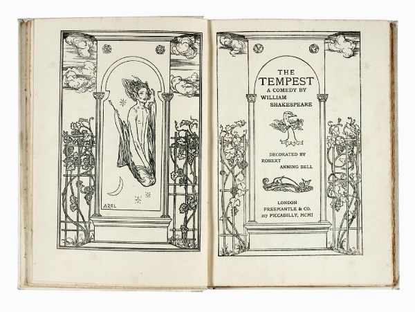 WILLIAM SHAKESPEARE : The tempest [...] decorated by Robert Anning Bell.  - Asta Autografi e manoscritti, Futurismo, libri del Novecento e libri d'artista [Parte I] - Associazione Nazionale - Case d'Asta italiane