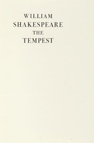 WILLIAM SHAKESPEARE : The Tempest.  - Asta Autografi e manoscritti, Futurismo, libri del Novecento e libri d'artista [Parte I] - Associazione Nazionale - Case d'Asta italiane