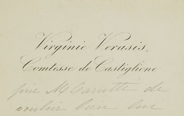 VIRGINIA OLDOINI VERARIS : Biglietto da visita con annotazione autografa.  - Asta Autografi e manoscritti, Futurismo, libri del Novecento e libri d'artista [Parte I] - Associazione Nazionale - Case d'Asta italiane