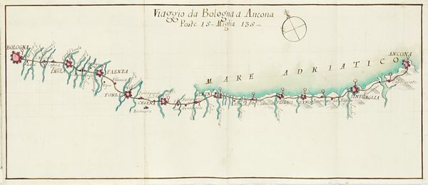 Viaggi d'Italia i pi frequentati, e particolarmente da chi viaggia per le Poste, le quali si distinguano dalla presente figura.  - Asta Autografi e manoscritti, Futurismo, libri del Novecento e libri d'artista [Parte I] - Associazione Nazionale - Case d'Asta italiane