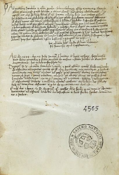 BARTHOLOMAEUS DE SANCTO CONCORDIO : Summa de casibus conscientiae [...].  - Asta Autografi e manoscritti, Futurismo, libri del Novecento e libri d'artista [Parte I] - Associazione Nazionale - Case d'Asta italiane