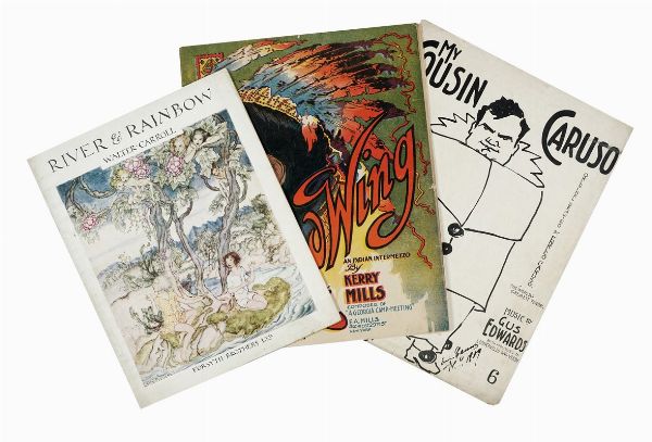 Raccolta di 26 spartiti americani e inglesi. Illustrazioni di copertina realizzate da Enrico Caruso, Joseph E. Baker, Alfred Concanen, Arthur Rackham, Joachim Alberto Vargas y Chvez, Rolf Armstrong, Albert Wilfred Barbelle ecc.  - Asta Autografi e manoscritti, Futurismo, libri del Novecento e libri d'artista [Parte I] - Associazione Nazionale - Case d'Asta italiane